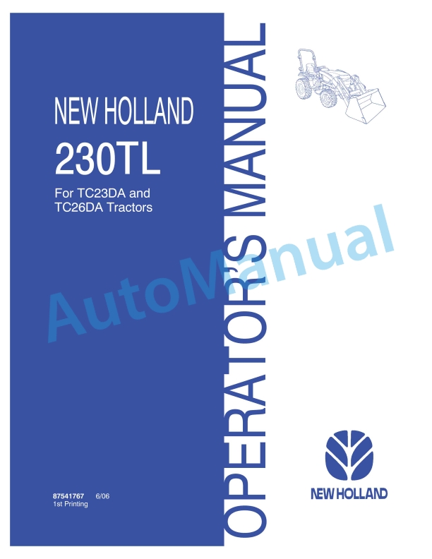 New Holland 230TL Loader Operation and Maintenance Manual 87541767