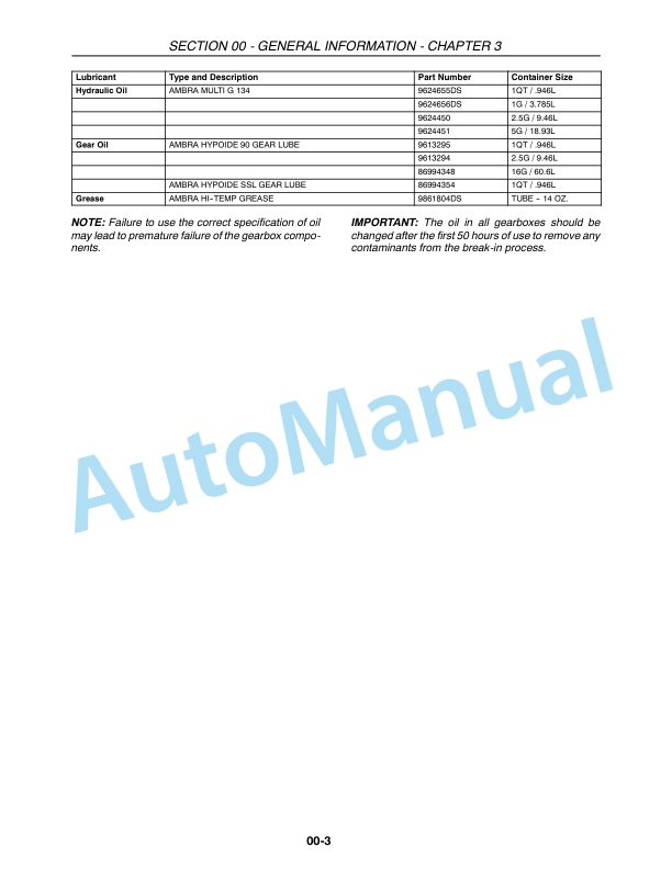 New Holland 2355, 2358 Auger Header Repair Manual 87032364-2
