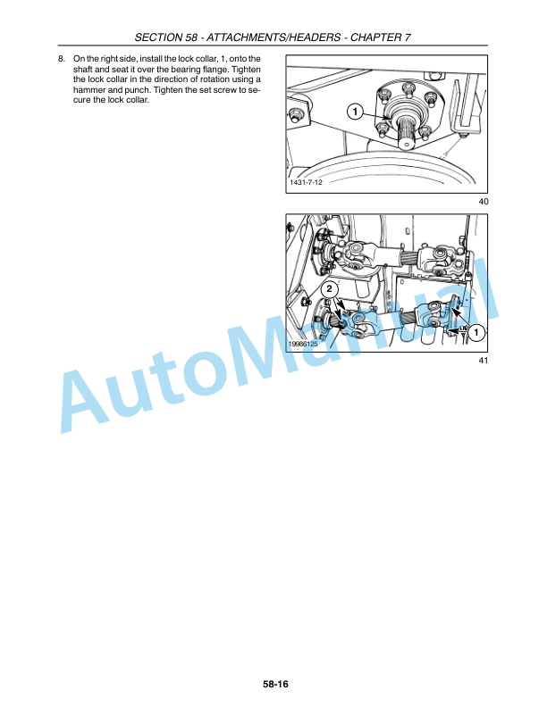 New Holland 2355, 2358 Auger Header Repair Manual 87032364-5