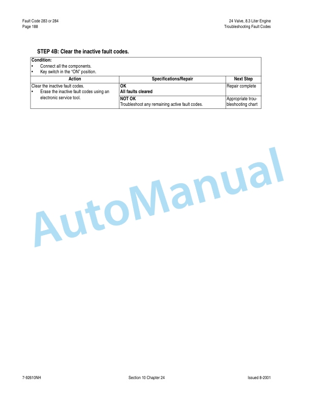 New Holland 24 Vavle, 8.3 Liter Engine Fuel System Repair Manual 87025504-4