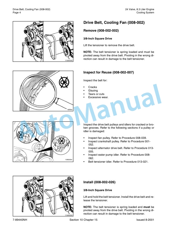 New Holland 24 Vavle, 8.3 Liter Engine Repair Manual 87025678-3