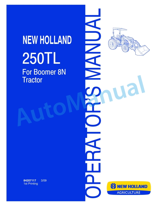 New Holland 250TL For Boomer 8N Tractor Operation and Maintenance Manual 84207117