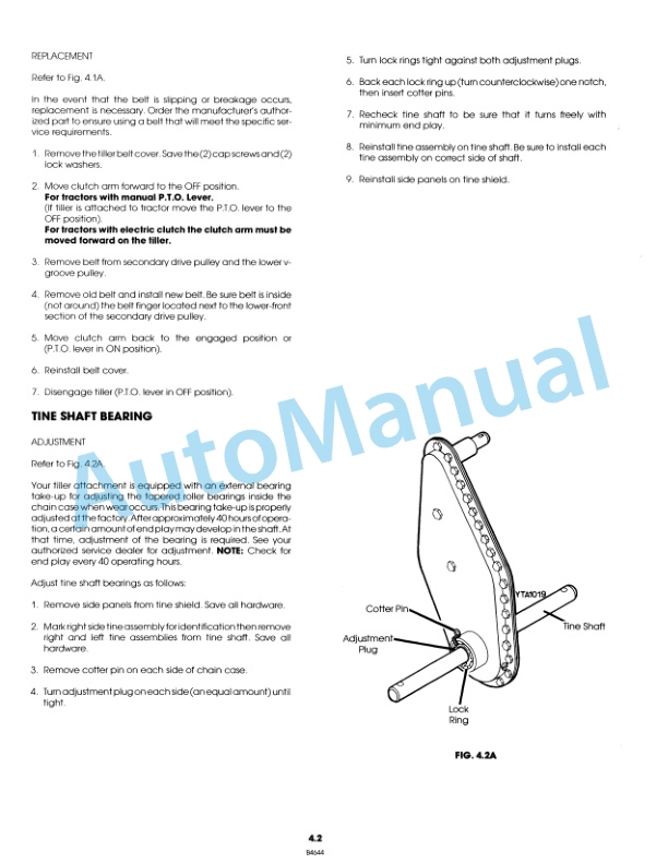New Holland 26 Rotary Tiller Attachment Operation Manual and Part List 42002611-3