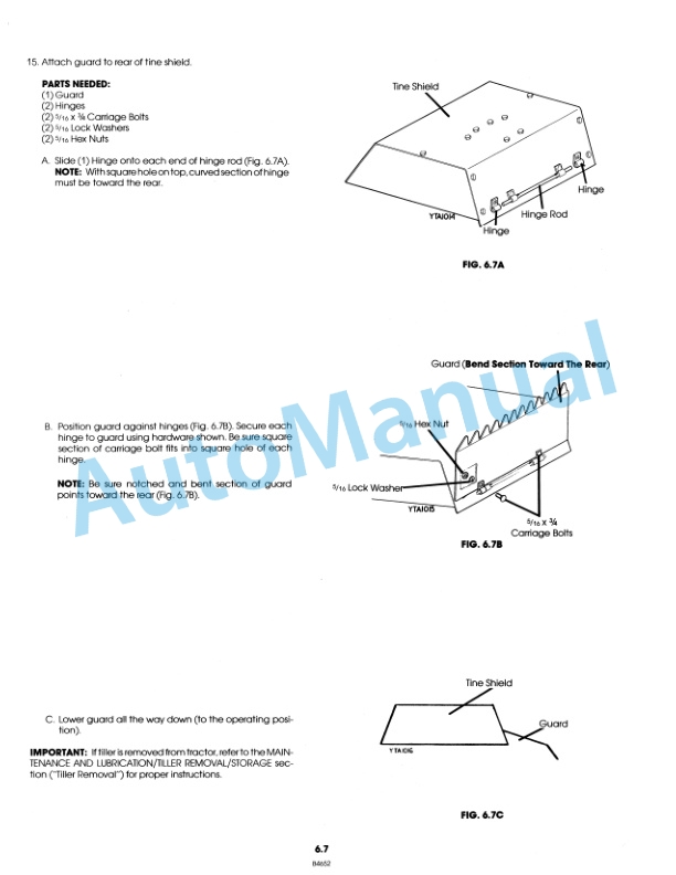 New Holland 26 Rotary Tiller Attachment Operation Manual and Part List 42002611-5