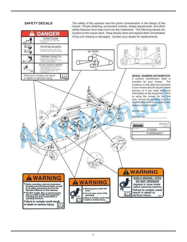 Alternative view of New Holland 272GMS Mid Mount, Side Discharge Mower Deck Operation and Maintenance Manual 47547318