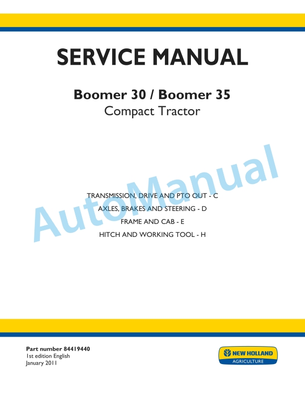 New Holland 30, 35 Boomer Compact Tractor Service Manual 84419440