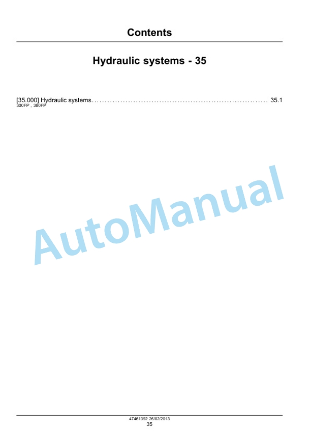 New Holland 300FP, 380FP Header Service Manual 47461392-2