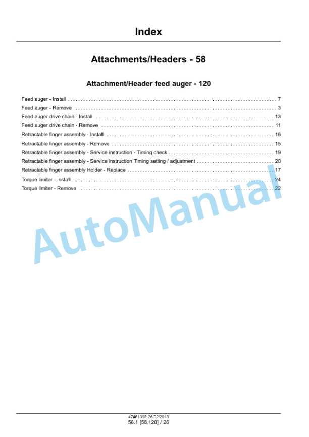 New Holland 300FP, 380FP Header Service Manual 47461392-4