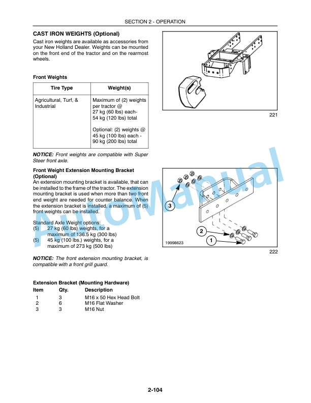 New Holland 3040, 3045, 3050 Boomer Tractor Operation and Maintenance Manual 84328431-4