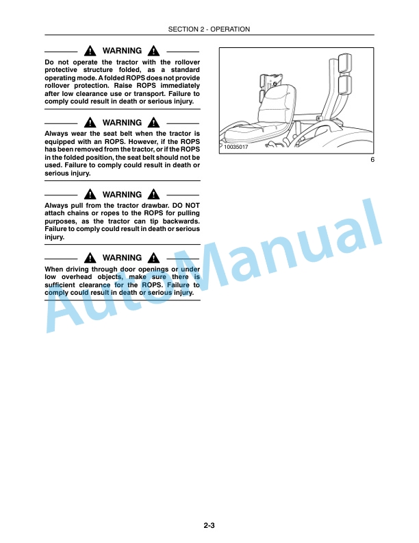 New Holland 3040, 3045, 3050 Boomer With 12x12 Gear Transmission Tractor Operation and Maintenance Manual 87477124