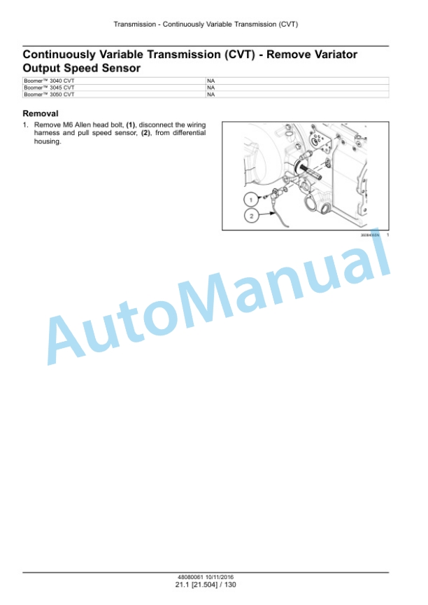Alternative view of New Holland 3040 CVT, 3045 CVT, 3050 CVT Boomer Compact Tractor Service Manual 48080061