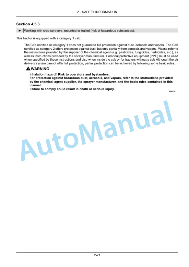 New Holland 3040 CVT, 3045 CVT, 3050 CVT Boomer With Cab and CVT Transmission Compact Tractor Operation and Maintenance Manual 84551016-2
