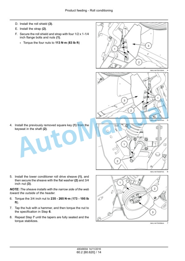 New Holland 313, 316 Discbine Disc Mower Conditioner Service Manual 48049004-5