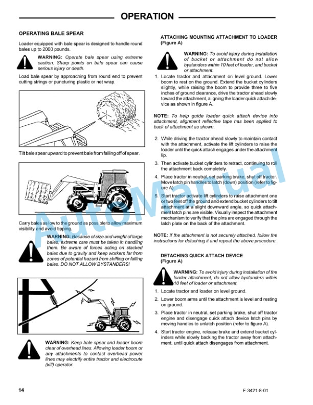 New Holland 32LA, 33LA Quick Attach Farm Loader Operation and Maintenance Manual 86642394-4