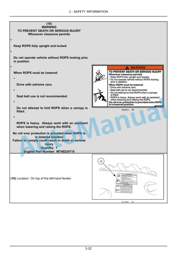 Alternative view of New Holland 33, 37 Boomer Compact Tractor Operation and Maintenance Manual 47578239