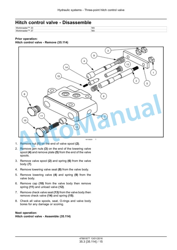 Alternative view of New Holland 33, 37 Workmaster Tier 4B Final Compact Tractor Service Manual 47956041