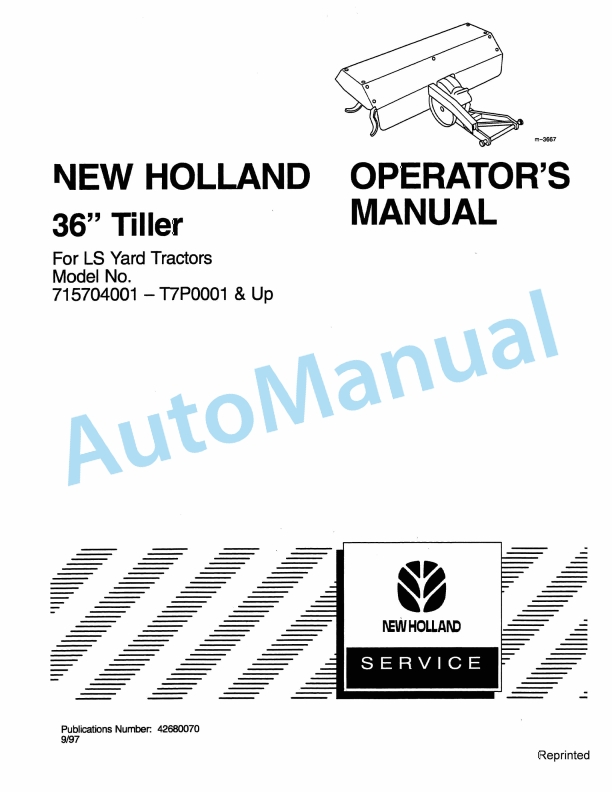 New Holland 36in Tiller LS Yard Tractor Operation and Maintenance Manual 42680070