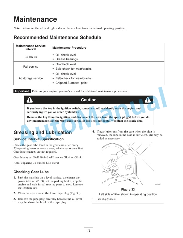 New Holland 36in Tiller Operation and Maintenance Manual 87040096-5