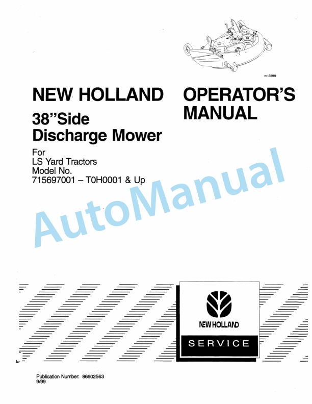 New Holland 38 Side Discharge Mower Operation and Maintenance Manual 86602563