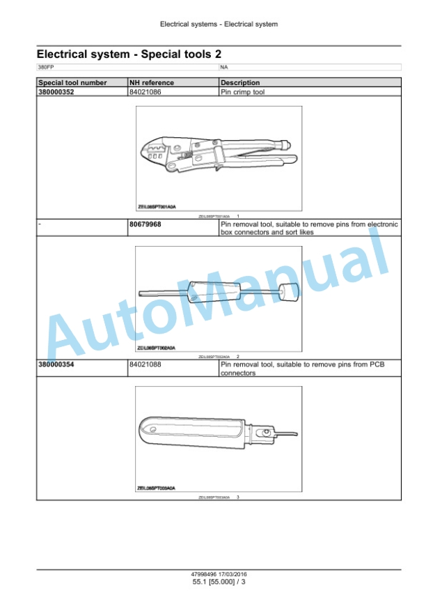 New Holland 380FP Header Service Manual 47998496-3