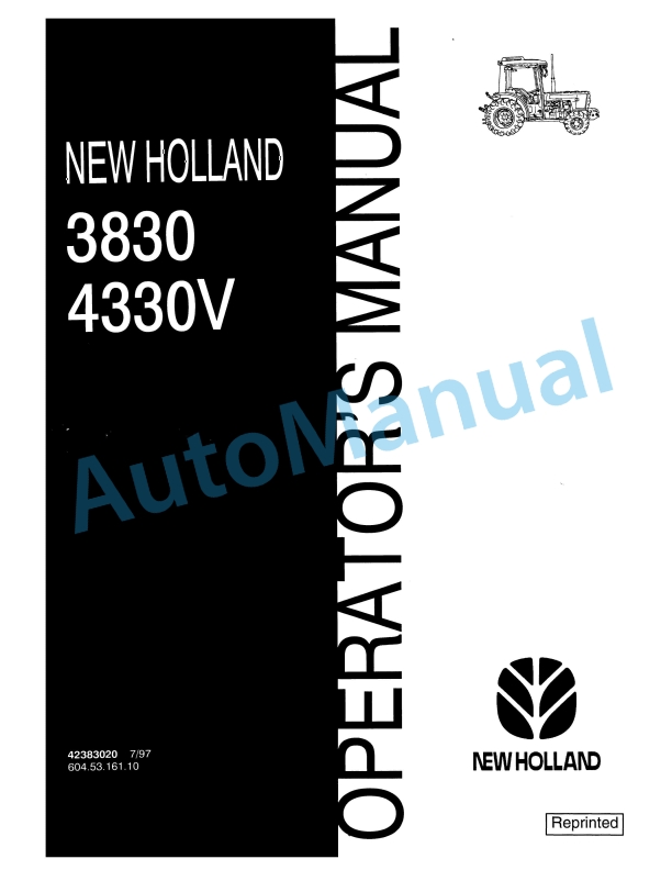 New Holland 3830, 4330V Tractor Operation and Maintenance Manual 42383020