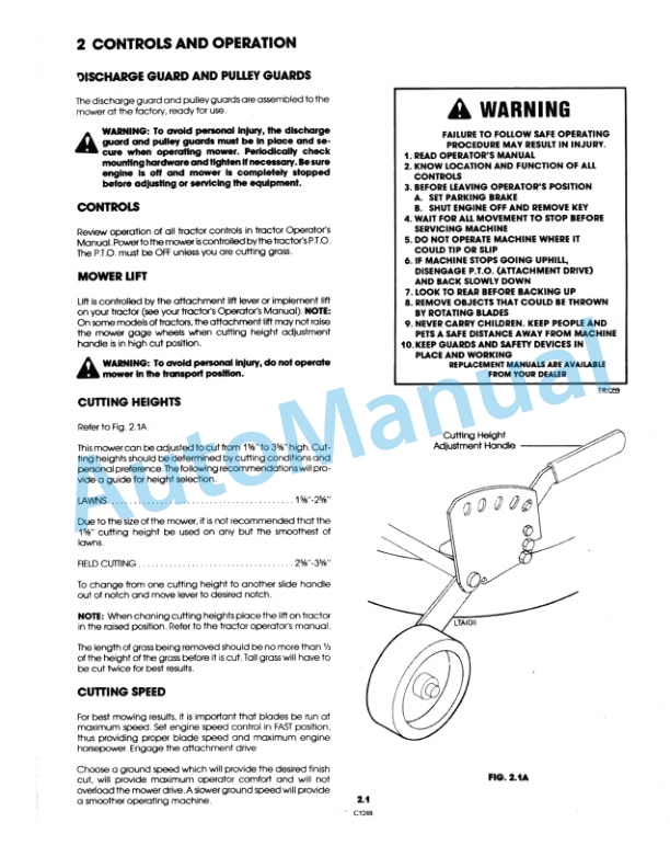 New Holland 38in Mower Attachment Operation and Maintenance Manual 42643814-2