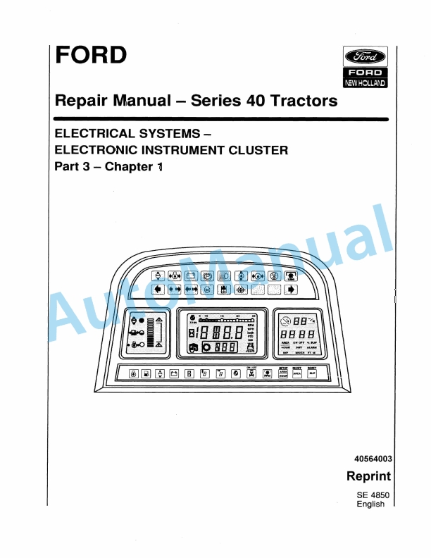 New Holland 40 Series Electrical System Tractor Repair Manual 40564003
