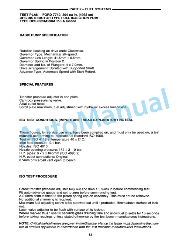 New Holland 40 Series Fuel System Tractor Repair Manual 40564002-5