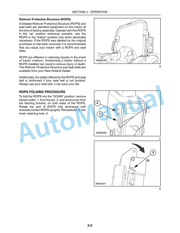 Alternative view of New Holland 4055, 4060 Boomer Tractor Operation and Maintenance Manual 87477192