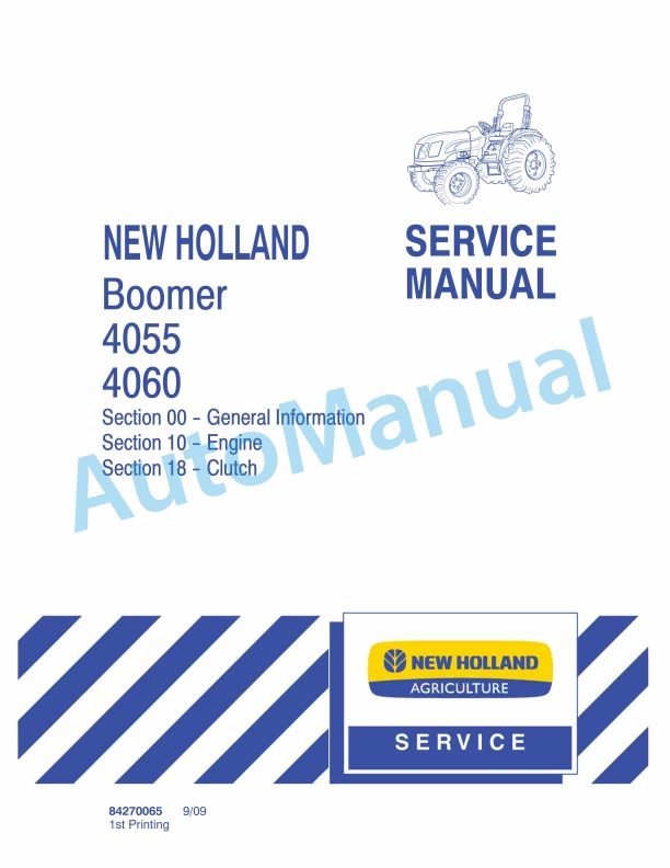 New Holland 4055, 4060 Boomer Tractor Service Manual 84270065