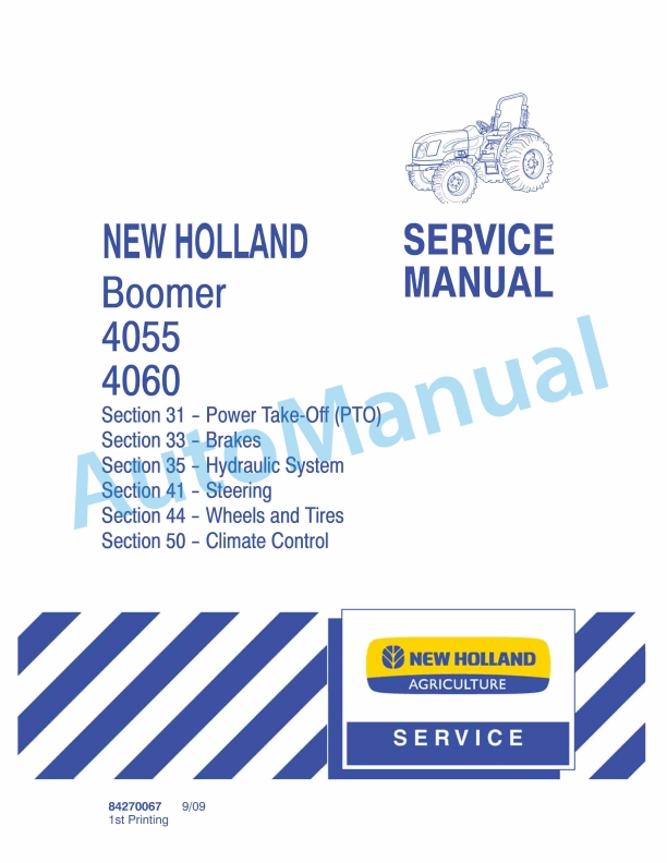 New Holland 4055, 4060 Boomer Tractor Service Manual 84270067