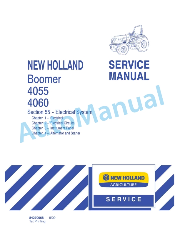 New Holland 4055, 4060 Boomer Tractor Service Manual 84270068