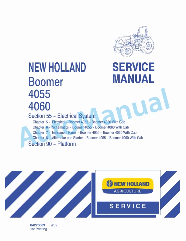New Holland 4055, 4060 Boomer Tractor Service Manual 84270069