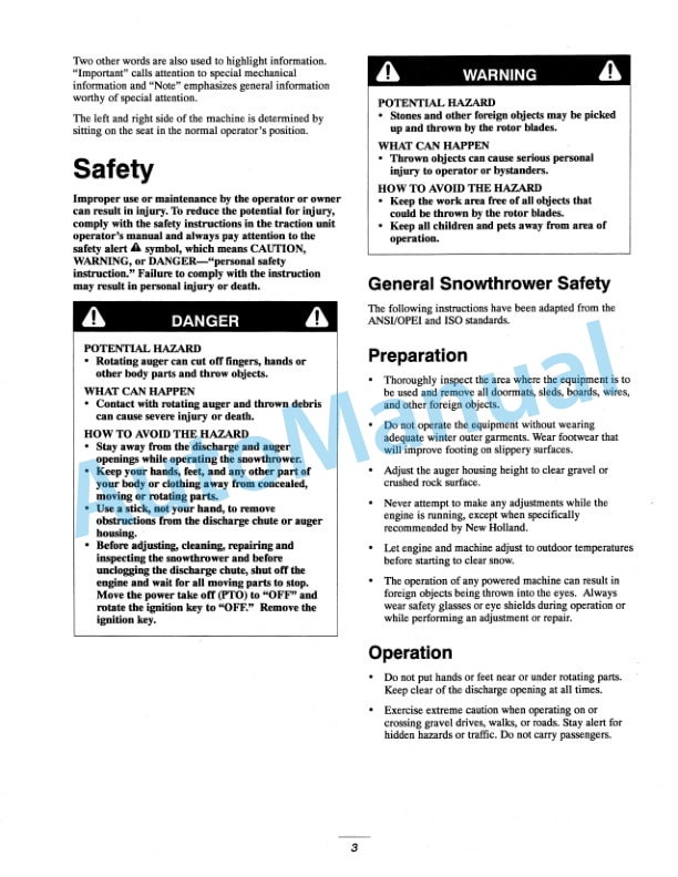 New Holland 42 Snowthrower Operation and Maintenance Manual 86602846-2