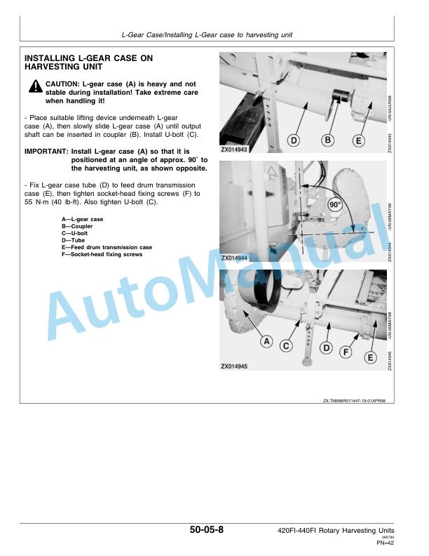 New Holland 420FI, 440FI Rotary Harvesting Header Service Manual 84321453ANA-2