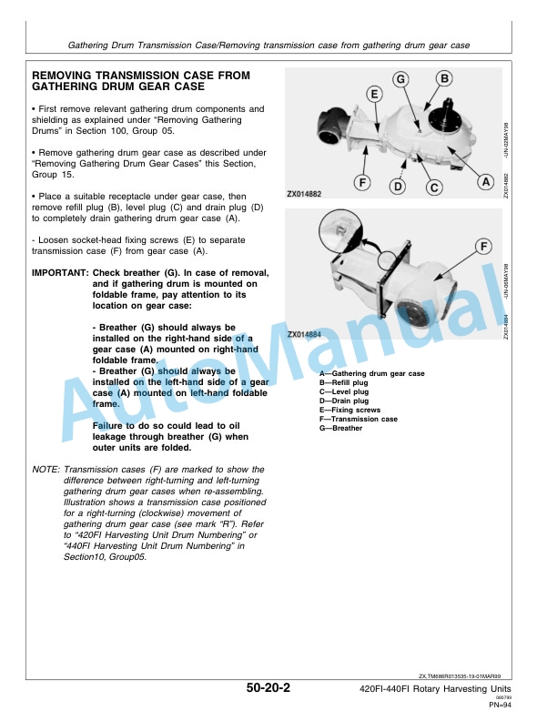 New Holland 420FI, 440FI Rotary Harvesting Header Service Manual 84321453ANA-3