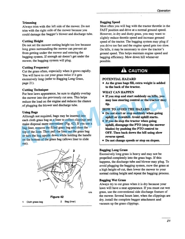 New Holland 42in, 48in Vac Bagger LS Yard Tractor Operation and Maintenance Manual 42680061-5