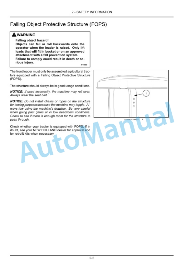 New Holland 430TL, 440TL, 450TL, 460TL Front Loader Operation and Maintenance Manual 47916405-2