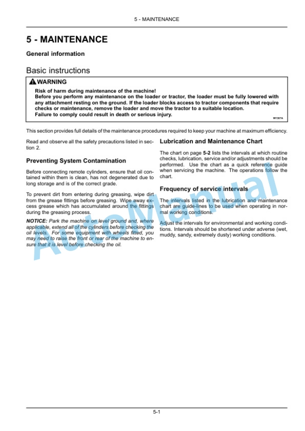 New Holland 430TL, 440TL, 450TL, 460TL Front Loader Operation and Maintenance Manual 47916405-5