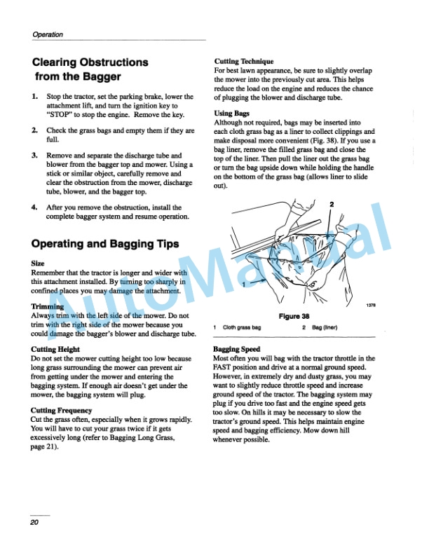 New Holland 44in Vac-Bagger Garden Tractor Operation and Maintenance Manual 42871820-5