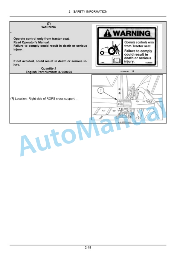 New Holland 45, 55 Workmaster Compact Tractor Operation and Maintenance Manual 47538436-2