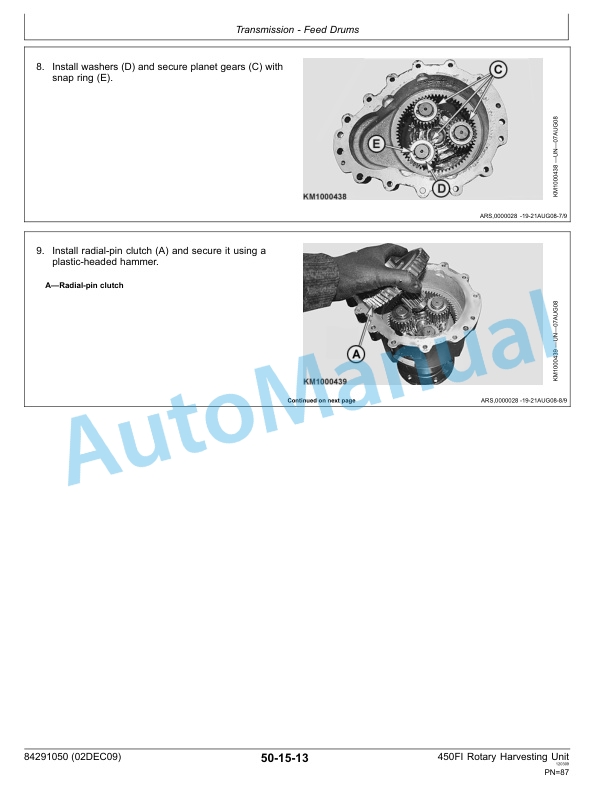 New Holland 450FI Rotary Harvesting Header Service Manual 84291050NA-3