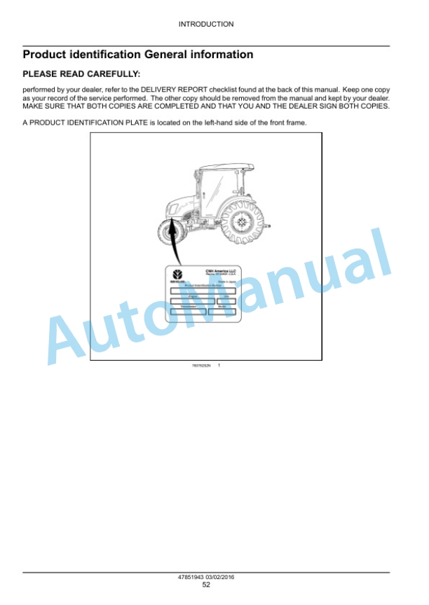 Alternative view of New Holland 46D CVT, 54D CVT Boomer Tier 4B Final Compact Tractor Service Manual 47979815
