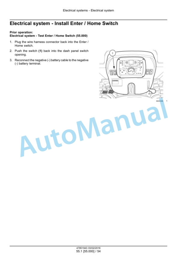 New Holland 46D CVT, 54D CVT Boomer Tier 4B Final Compact Tractor Service Manual 47979818-3
