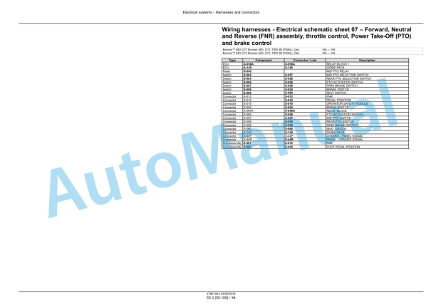 New Holland 46D CVT, 54D CVT Boomer Tier 4B Final Compact Tractor Service Manual 47979819-2