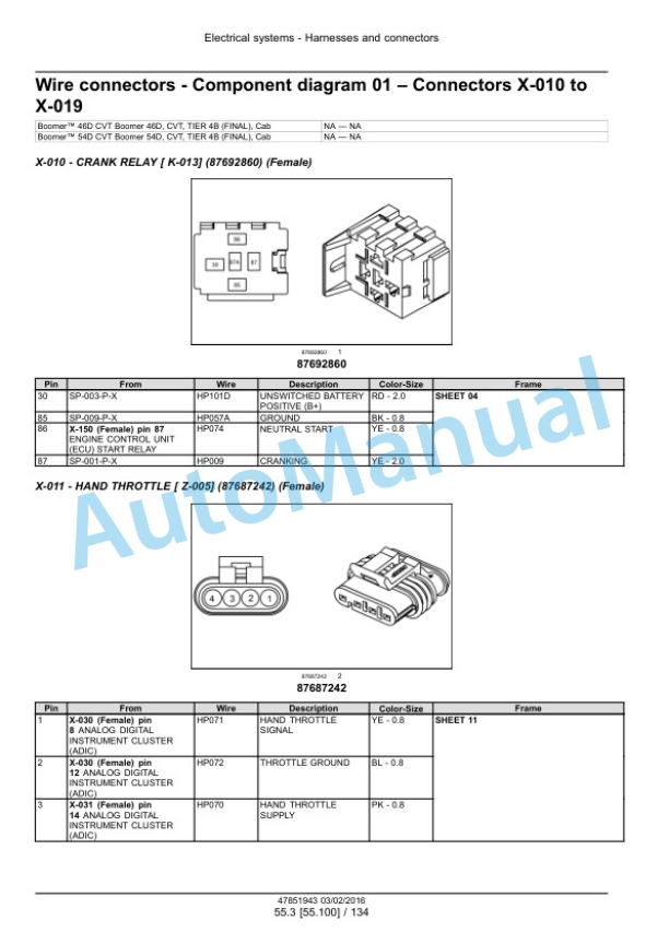 New Holland 46D CVT, 54D CVT Boomer Tier 4B Final Compact Tractor Service Manual 47979819-4