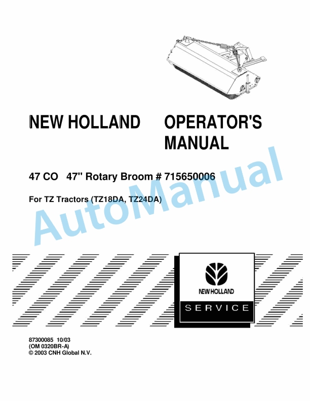 New Holland 47CO 47in Rotary Broom Operation and Maintenance Manual 87300085