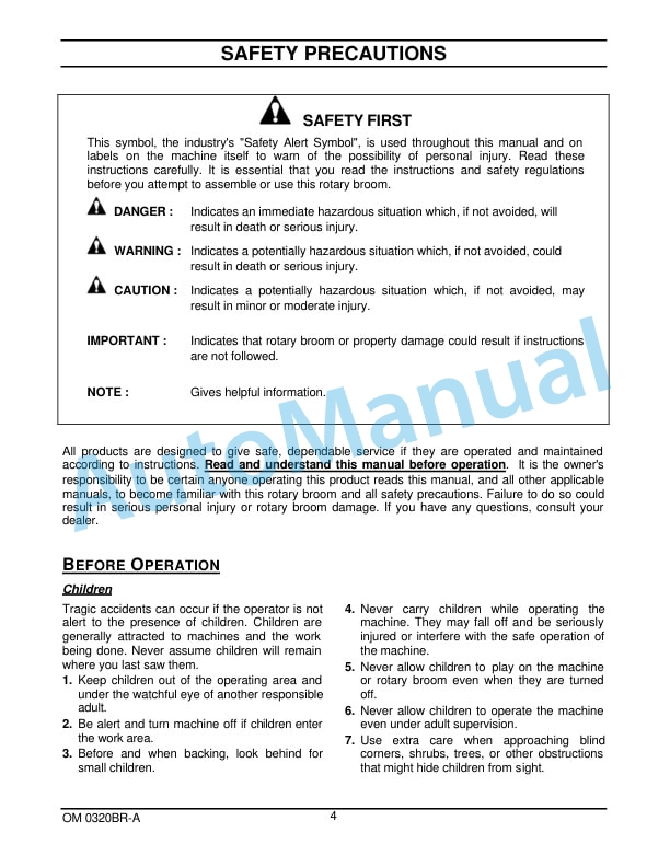 New Holland 47CO 47in Rotary Broom Operation and Maintenance Manual 87300085-2