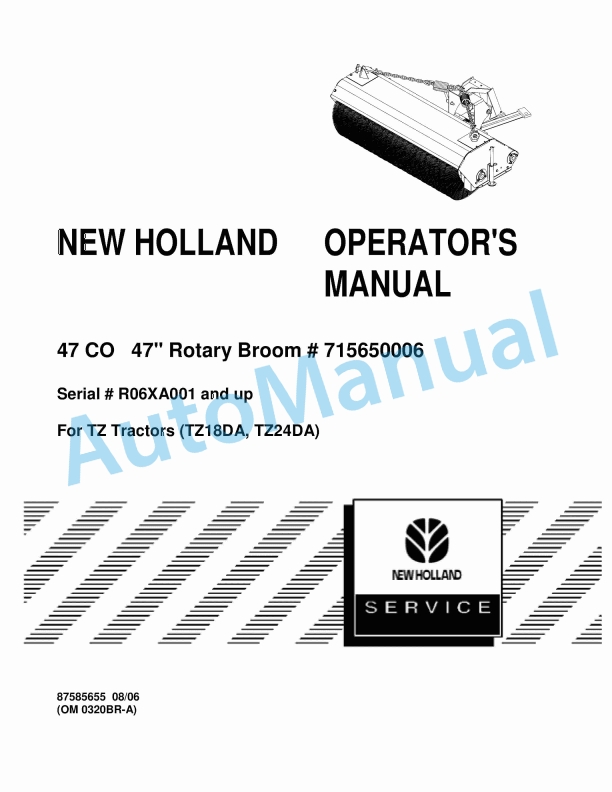 New Holland 47CO 47in Rotary Broom Operation and Maintenance Manual 87585655