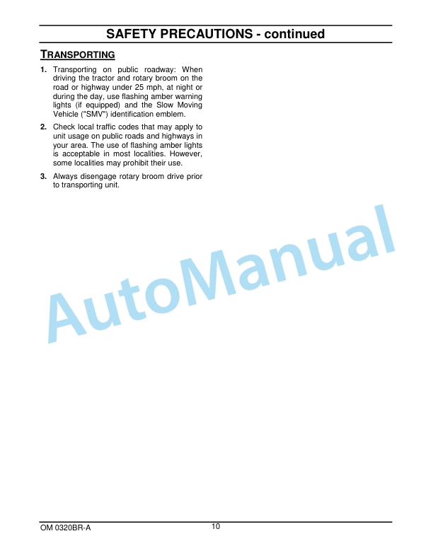 New Holland 47CO 47in Rotary Broom Operation and Maintenance Manual 87585655-3